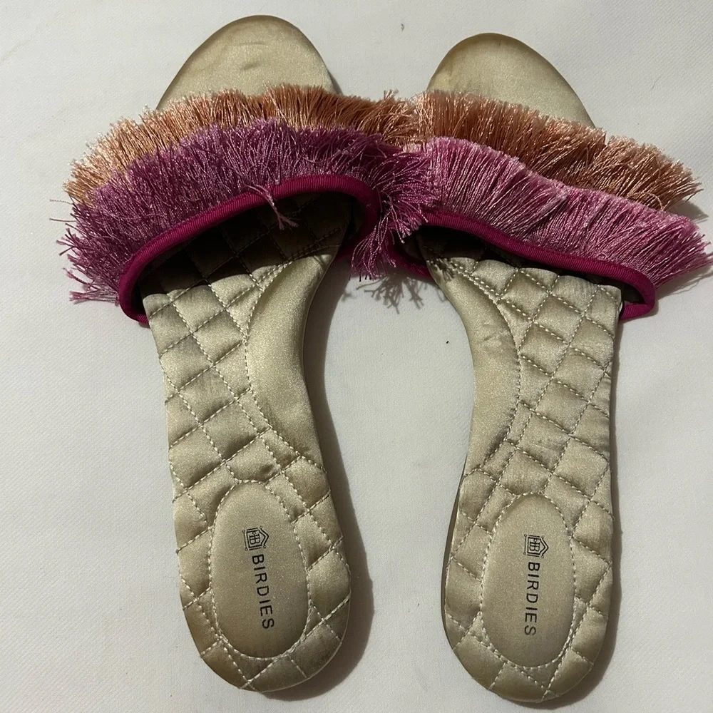 Birdies sparrow fringe sandal slides - Picture 2 of 9
